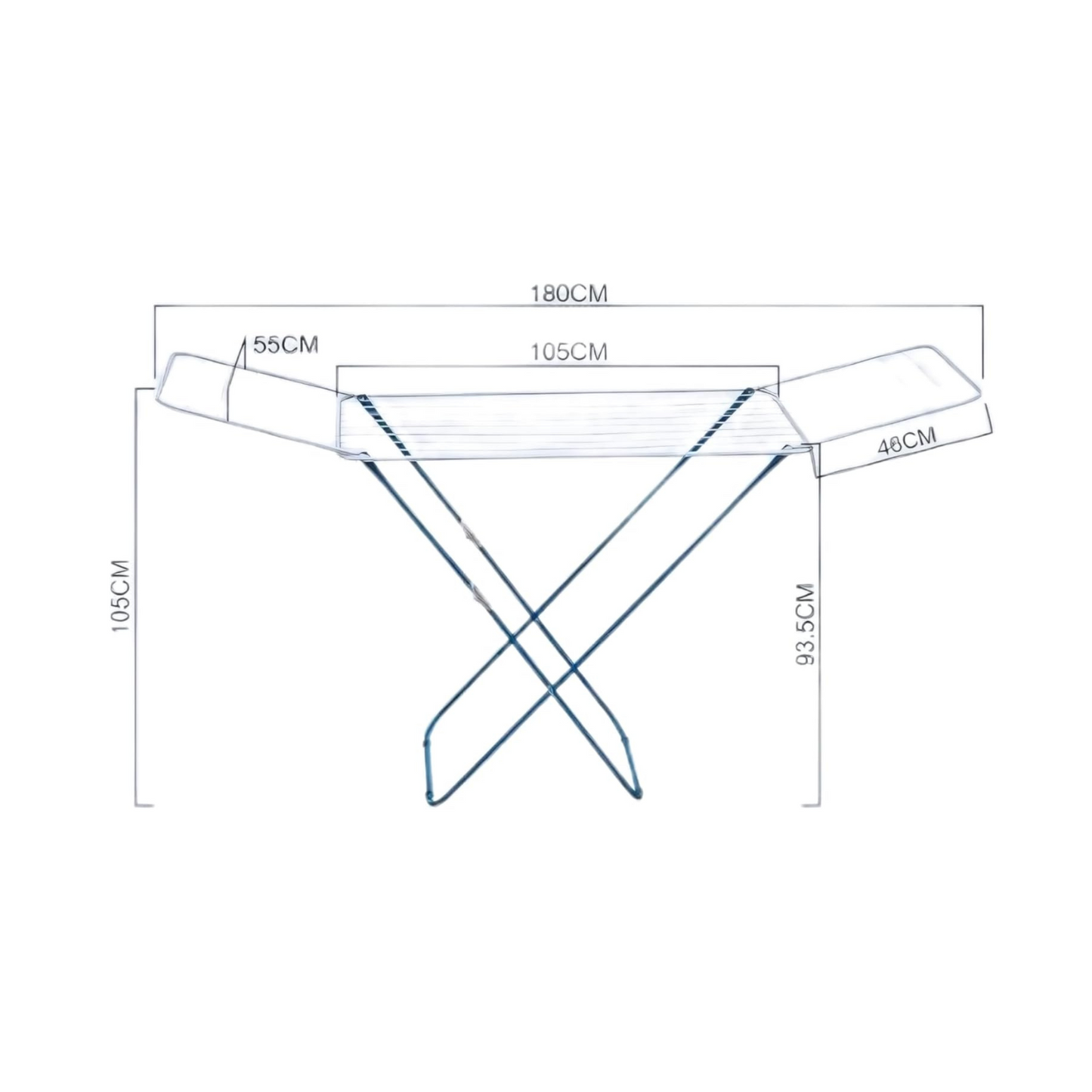 Metallic Winged Cloth Dryer Rack – Foldable Indoor Laundry Solution (180 x 55 x 105 cm)