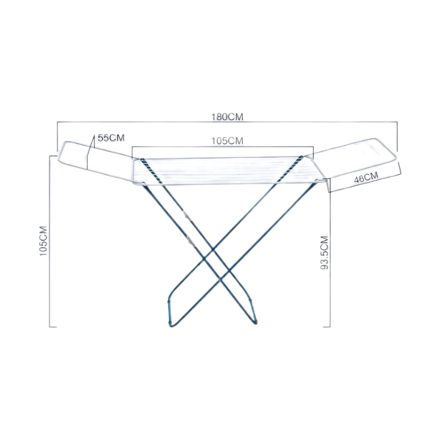 Metallic Winged Cloth Dryer Rack – Foldable Indoor Laundry Solution (180 x 55 x 105 cm)